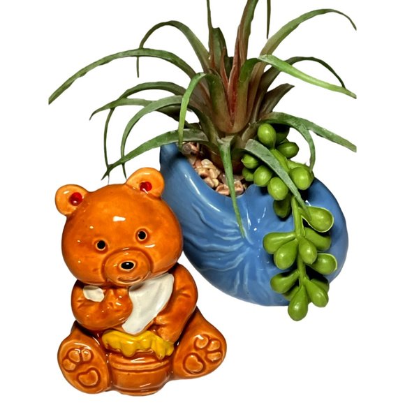 Vtg 1950's Set of (3) Honey Bear Salt & Pepper Shakers & Toothpick Holder - Picture 5 of 9